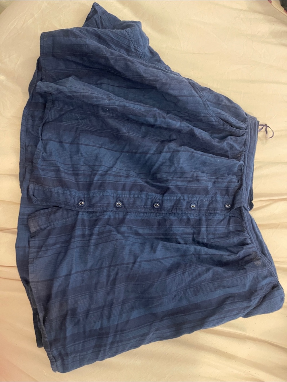 Angie Navy Button-Front Flat Front Skirt with Pockets